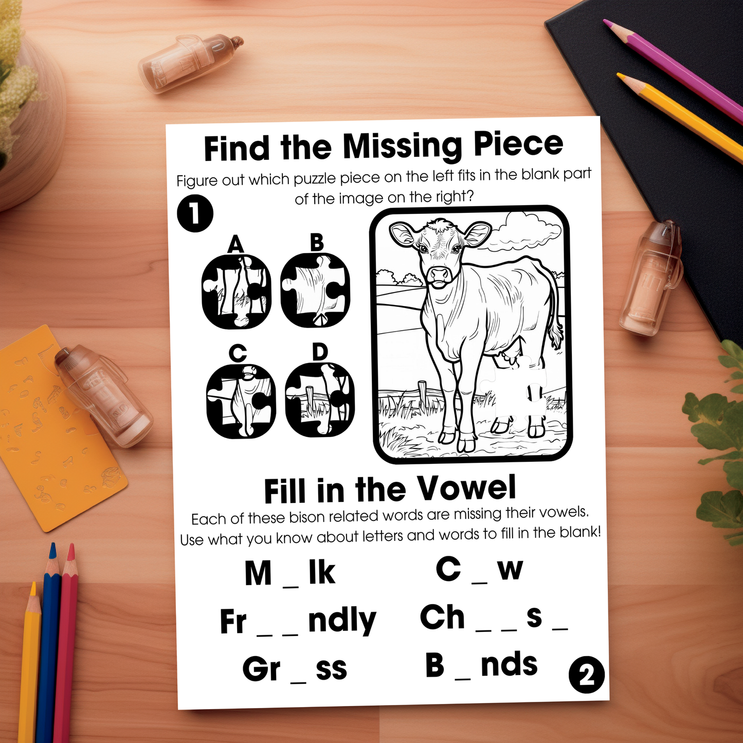 Animals on the Farm: Printable Educational Activity Book