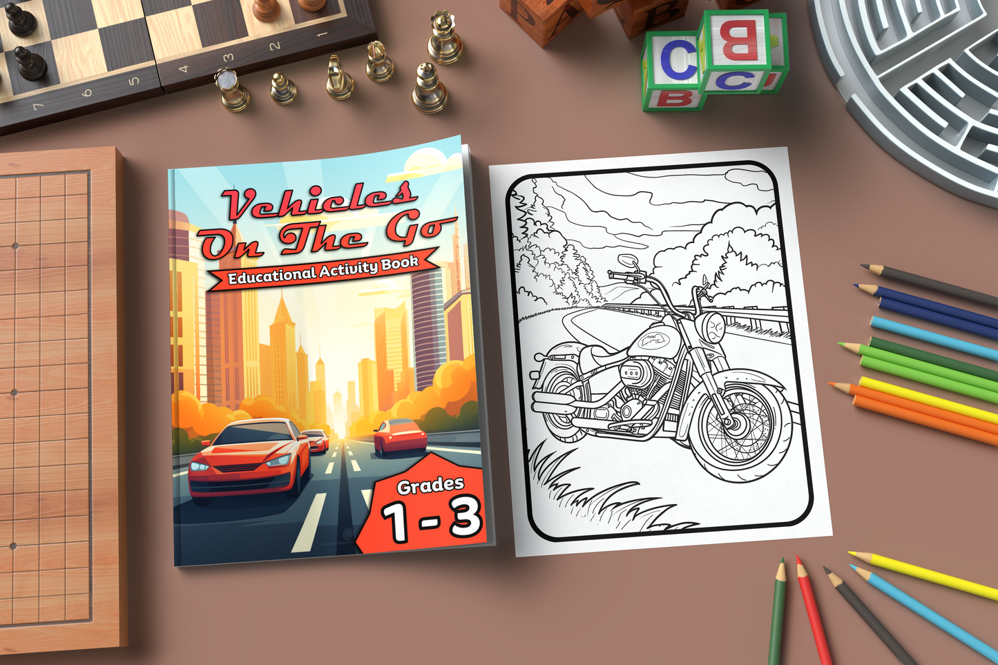 Vehicles on the Go: Educational Activity Book