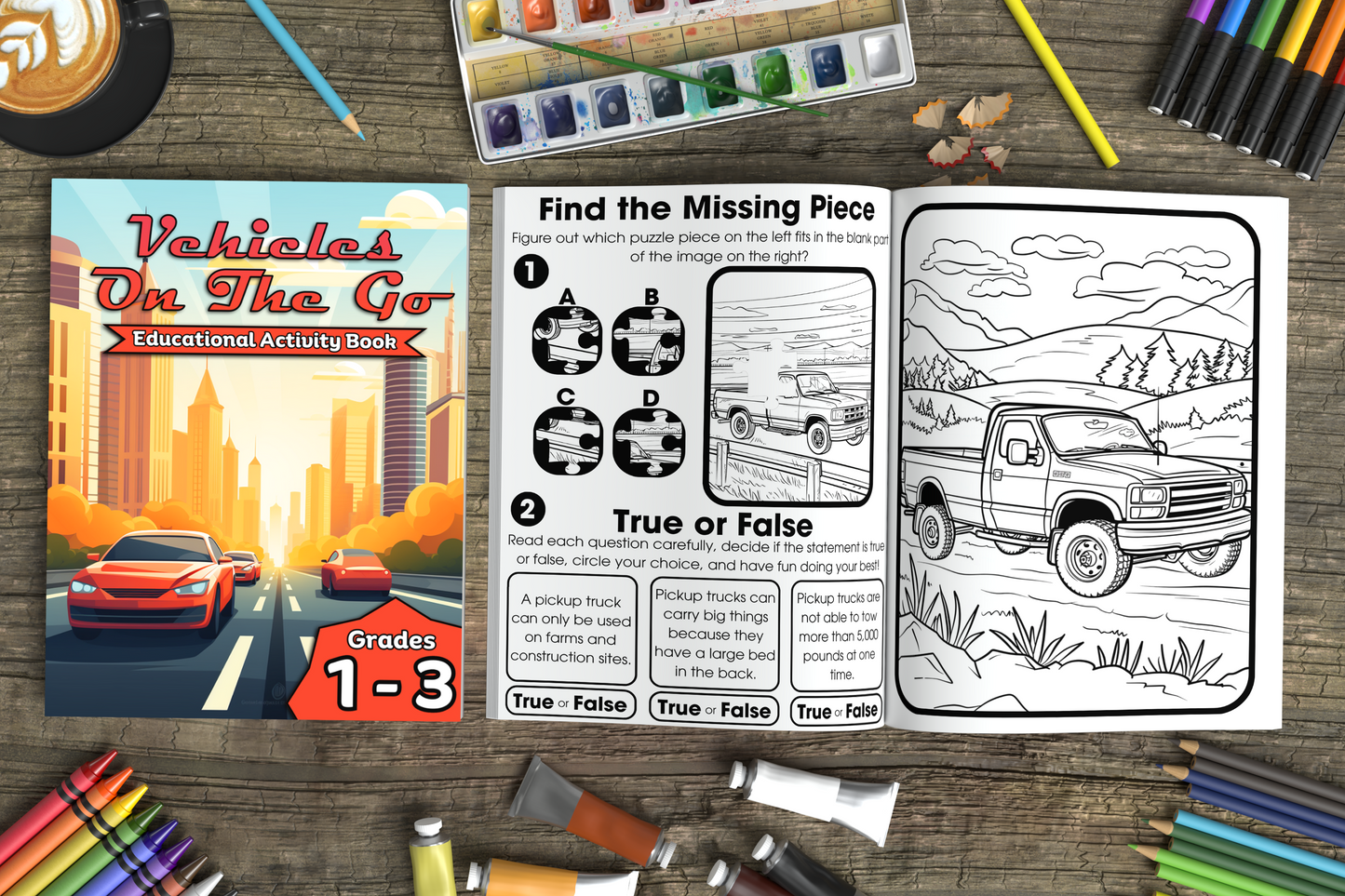 Vehicles on the Go: Educational Activity Book