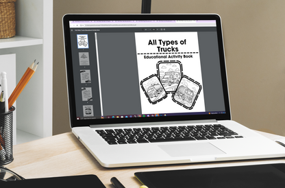 All Types of Trucks: Printable Educational Activity Book